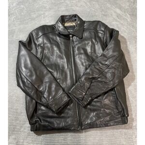 Marc New York Mens Black Genuine Leather Jacket With Full Zip Closure Size M